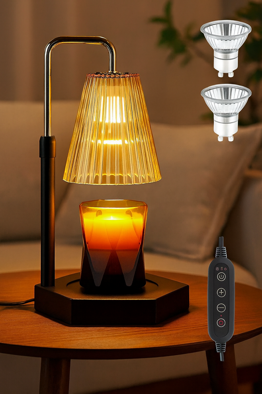 Glass Candle Warmer Lamp with Timer & Dimmer, 2 Bulbs Height Adjustable, Fall Home Front Porch Decor, Thanksgiving Home Decoration, Gift for Christmas Halloween Birthday