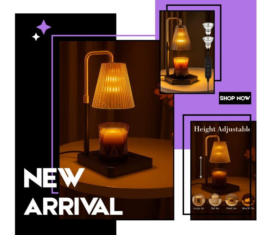 Glass Candle Warmer Lamp with Timer & Dimmer, 2 Bulbs Height Adjustable, Fall Home Front Porch Decor, Thanksgiving Home Decoration, Gift for Christmas Halloween Birthday